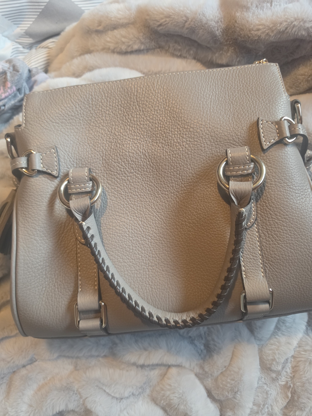 Dooney & Bourke Slate Sorrento Leather Satchel Bag - Picture 2 of 8